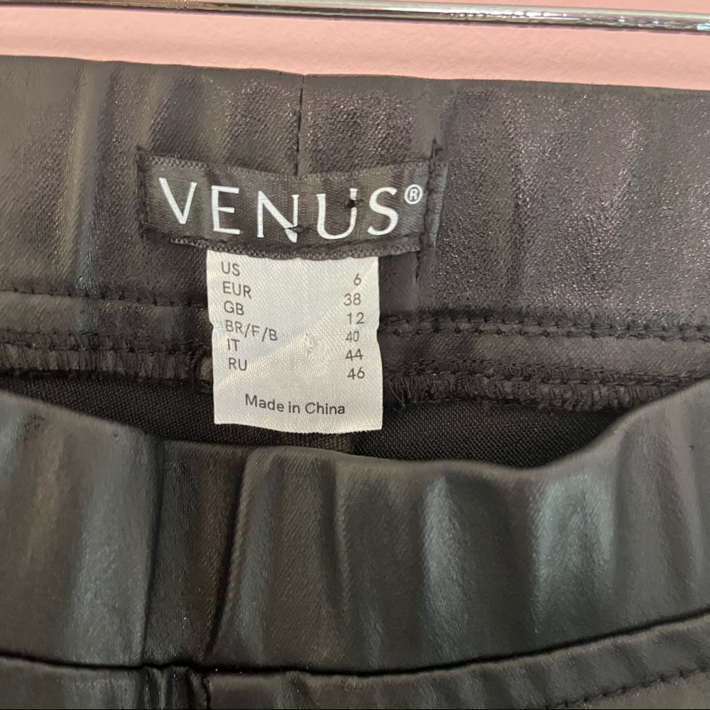 Venus black embellished foe leather pants